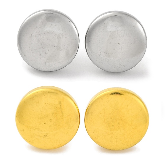 304 плоские круглые серьги-гвоздики из нержавеющей стали