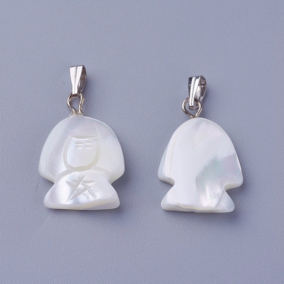 Shell Pendants, with Brass Findings, Human