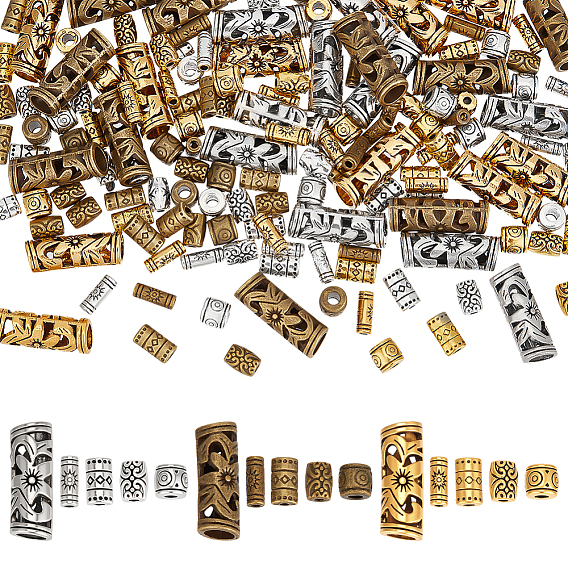 150 шт. 15 стили тибетские полые бусины, без кадмия и без свинца, трубка и колонна