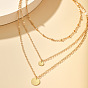 Fashionable Multi-layer Geometric Small Round Pendant Necklace - Stylish and Versatile Neck Chain.