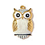 304 нержавеющей стальной эмали подвески, сова прелести, ионное покрытие (ip), реальный 18 k позолоченный
