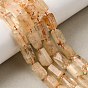 Hilos de cuentas de citrino natural calentadas, columna, facetados, con granos de la semilla