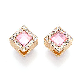 Стойки покрытие сплава горный хрусталь европейских бусы, ромб, с акриловой, без свинца, без никеля и без кадмия