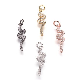 Brass Micro Pave Cubic Zirconia Pendants, Twist