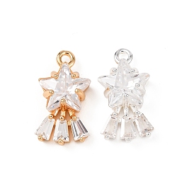 Латунные микропаве прозрачные подвески с фианитом, звезды прелести