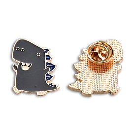 Dinosaur Shape Enamel Pin, Light Gold Plated Alloy Cartoon Badge for Backpack Clothes, Nickel Free & Lead Free