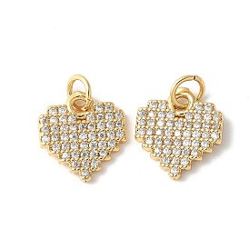 Латунные подвески в форме сердца с микропаве из прозрачных кубических цирконий