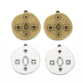 Tibetan Style Alloy Pendant Enamel & Rhinestone Settings, Cadmium Free & Lead Free, Flat Round