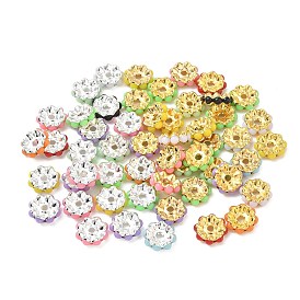 Flower Brass Spacer Beads, with Plastic, Mixed Color