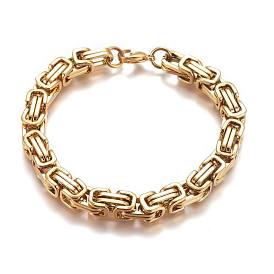 304 Stainless Steel Byzantine Chain Bracelets, with Lobster Claw Clasps
