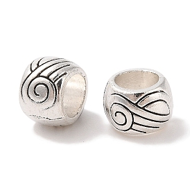 Tibetan Style Zinc Alloy Beads, Large Hole Rondelle Beads, Lead Free & Cadmium Free, 10x7.3mm, Hole: 6.2mm, about 294pcs/500g