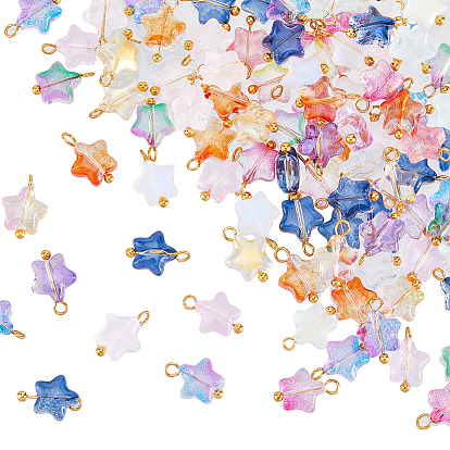 100 стеклянные брелоки шт., с латунной фурнитурой золотого цвета, звезда