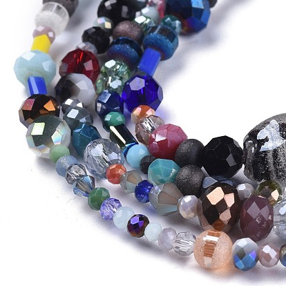 Glass Beads Strands, Faceted, Round & Oval & Rondelle & Column