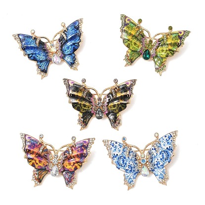 Butterfly Enamel Pins, Alloy Rhinestone Lapel Pins Brooches for Backpack Clothes for Clothes, Golden
