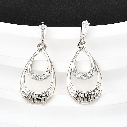 Серьги-гвоздики с цирконом из латуни, слеза