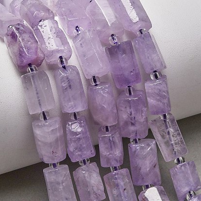 Natural Amethyst Beads Strands, Column, Faceted, with Seed Beads