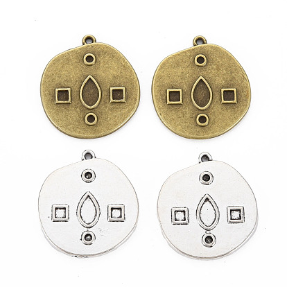 Tibetan Style Alloy Pendant Enamel & Rhinestone Settings, Cadmium Free & Lead Free, Flat Round