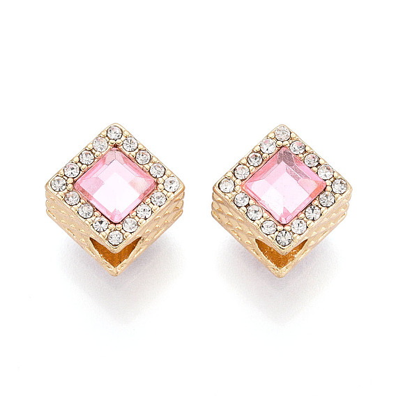 Стойки покрытие сплава горный хрусталь европейских бусы, ромб, с акриловой, без свинца, без никеля и без кадмия