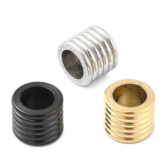 304 из нержавеющей стали европейские шарики, бусины с большим отверстием, рифленая колонна