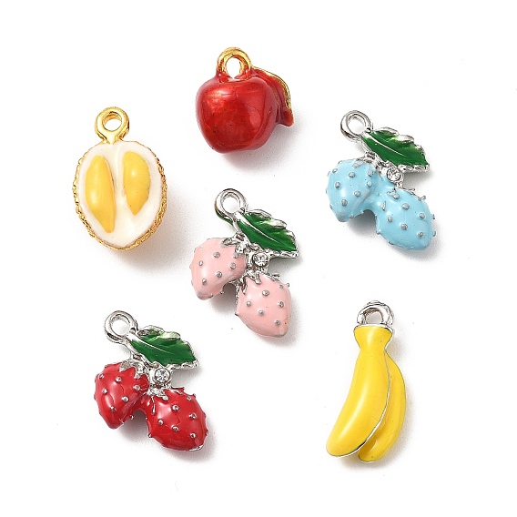 Подвески из эмали и сплава, фруктовое очарование, без свинца и без кадмия, золотые