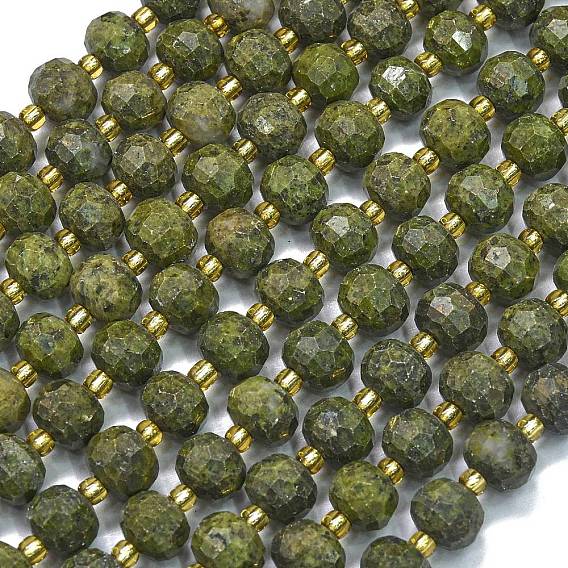 Натуральные пиритовые нити, с бисером, граненые, фонарь