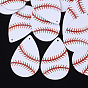 PU Leather Big Pendants, Sports Charms, Single-Sided Baseball Pattern, Teardrop