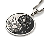 304 Stainless Steel Enamel Yin Yang with Sun & Moon Pendant Necklaces, Box Chains Necklaces for Women Men