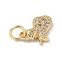 Brass Micro Pave Cubic Zirconia Charms, with Jump Ring, Fox Charms