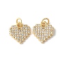 Латунные подвески в форме сердца с микропаве из прозрачных кубических цирконий