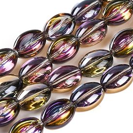 Electroplate Glass Beads Strands, Half Plated, Coffee Bean