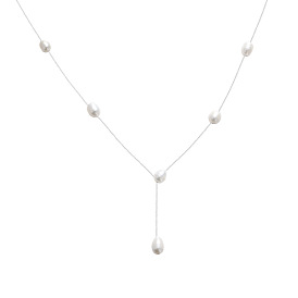 925 Женские ожерелья из стерлингового серебра с натуральным пресноводным жемчугом в виде цепочек-«картофелей», белые