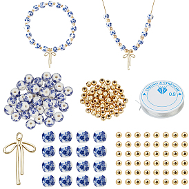 Наборы для изготовления браслетов своими руками, включая латунные подвески и бусины, фарфоровые керамические бусины и эластичная хрустальная нить