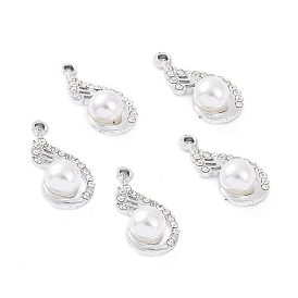 Alloy Rhinestone Pendants, with ABS Plastic Imitation Pearl Beads, Wing Charm