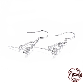 925 hallazgos de aretes de plata esterlina, con micro allanar zirconia cúbico, barra de enlaces y hielo pellizcar fianza, trébol