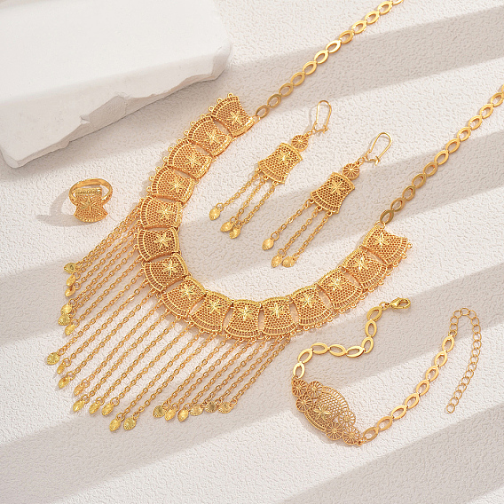 Роскошные кисточки из сплава браслеты и серьги и ожерелья и кольца наборы для женского банкета свадьбы помолвки