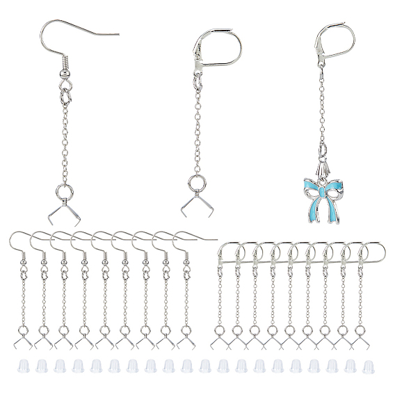 60шт. железная и 304 нержавеющая сталь фурнитура для сережек, с 304 держателями для ледоруба из нержавеющей стали