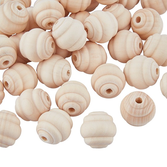 Natural Wood European Beads, Beehive Beads