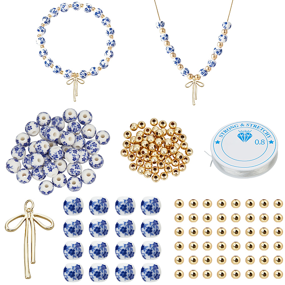 Наборы для изготовления браслетов своими руками, включая латунные подвески и бусины, фарфоровые керамические бусины и эластичная хрустальная нить