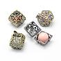Rack Plating Brass Cage Pendants, Chime Ball Pendants, with Brass Bell Beads, Lead Free & Cadmium Free, Hexagone