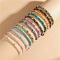 Natural Gemstone Heishi Beaded Braided Bracelets, Adjustable Bracelets for Women