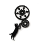 Printed Acrylic Big Pendants, with Iron Ring, Gear with Cat Charm