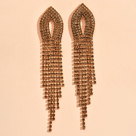 Sparkling Tassel Earrings with Dazzling Rhinestones for Chic Style