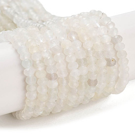 Natural White Moonstone Beads Strands, Faceted, Rondelle