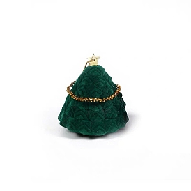 Boîte à bijoux bagues en velours, arbre de Noël