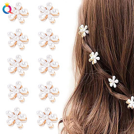 Pince à cheveux fleur en métal avec perle pour femme - accessoires cheveux, élégant, élégant.