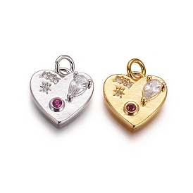 Латунь прелести, с фианитом и кольцами для прыжков, сердце