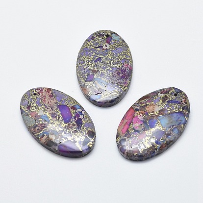 Натуральная серебряная линия регалит / имперская яшма / подвески из яшмы с морскими осадками, овальные