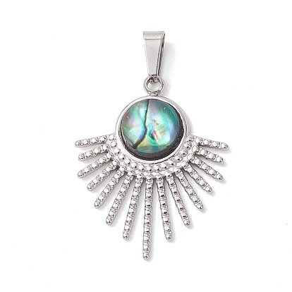 Природные пауа оболочки подвески, 304 амулеты стали вентилятор из нержавеющей стали