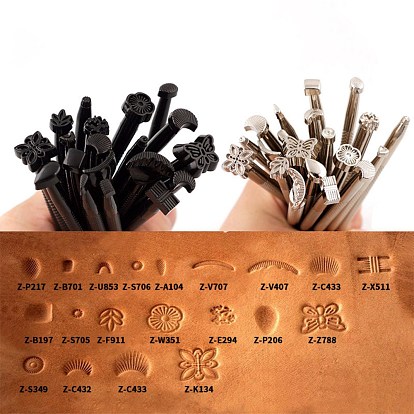 Leather Carving Printing Tool Sets, for DIY Belt, Wooden Handicraft Printing