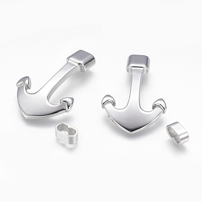 304 из нержавеющей стали застежками крюк, с бусинками / слайд-подвесками, для изготовления кожаных браслетов, якорь